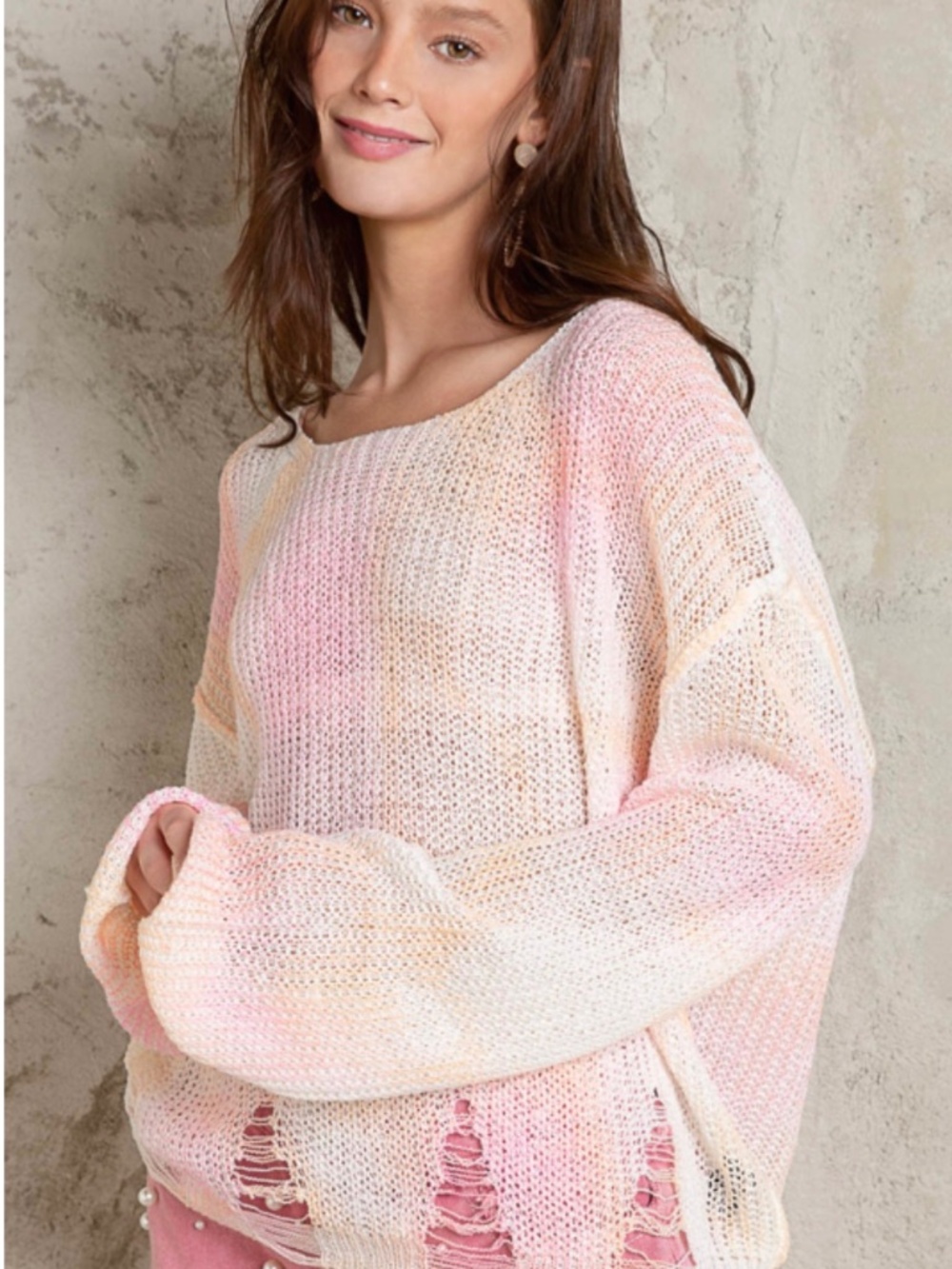 NWT POL Lightweight Distressed Pastel Sweater